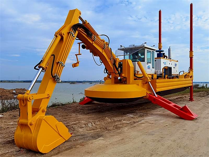 GPS amphibious dredge for sediment removal