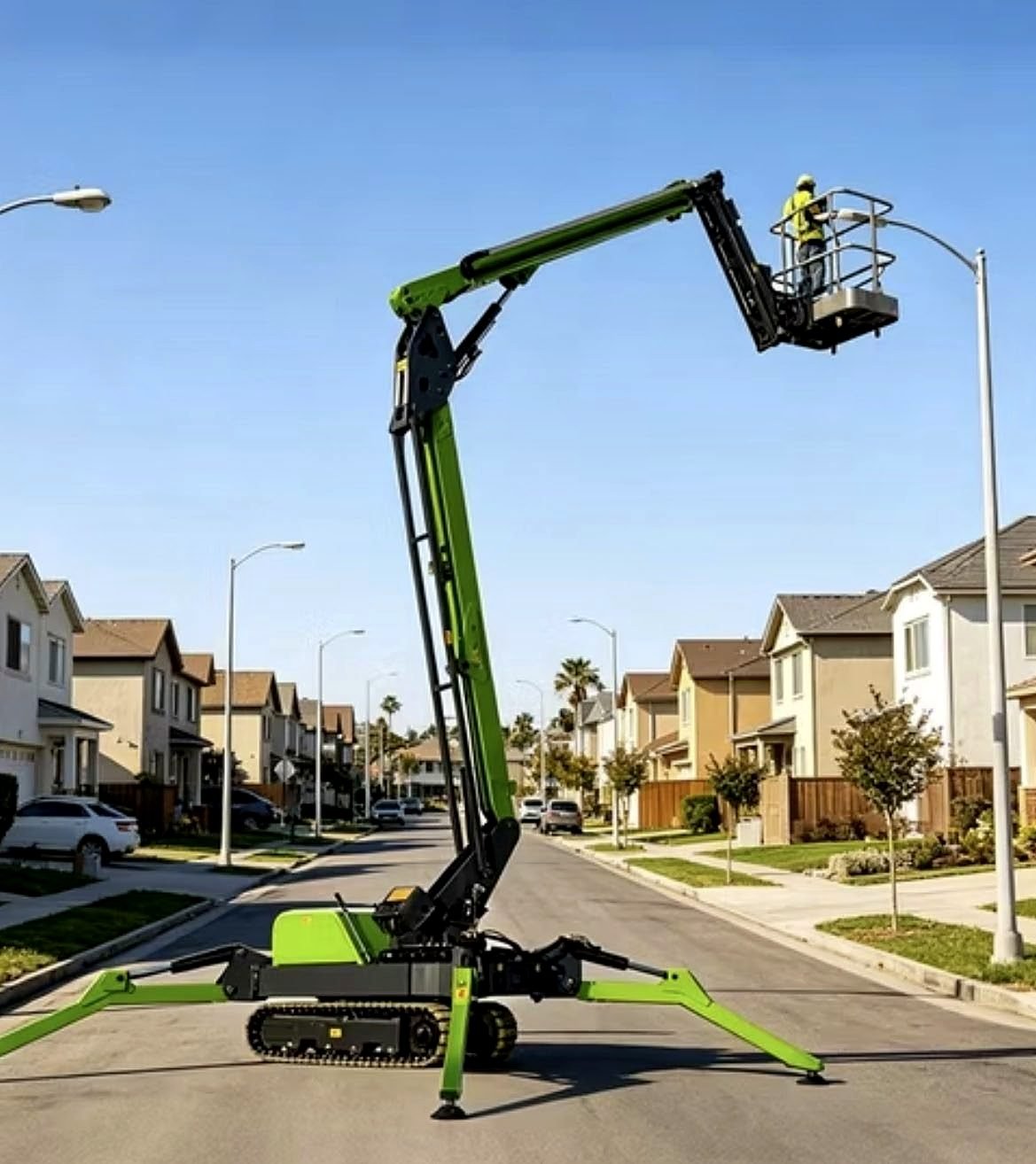GPS aerial work platform on an infrastructure front